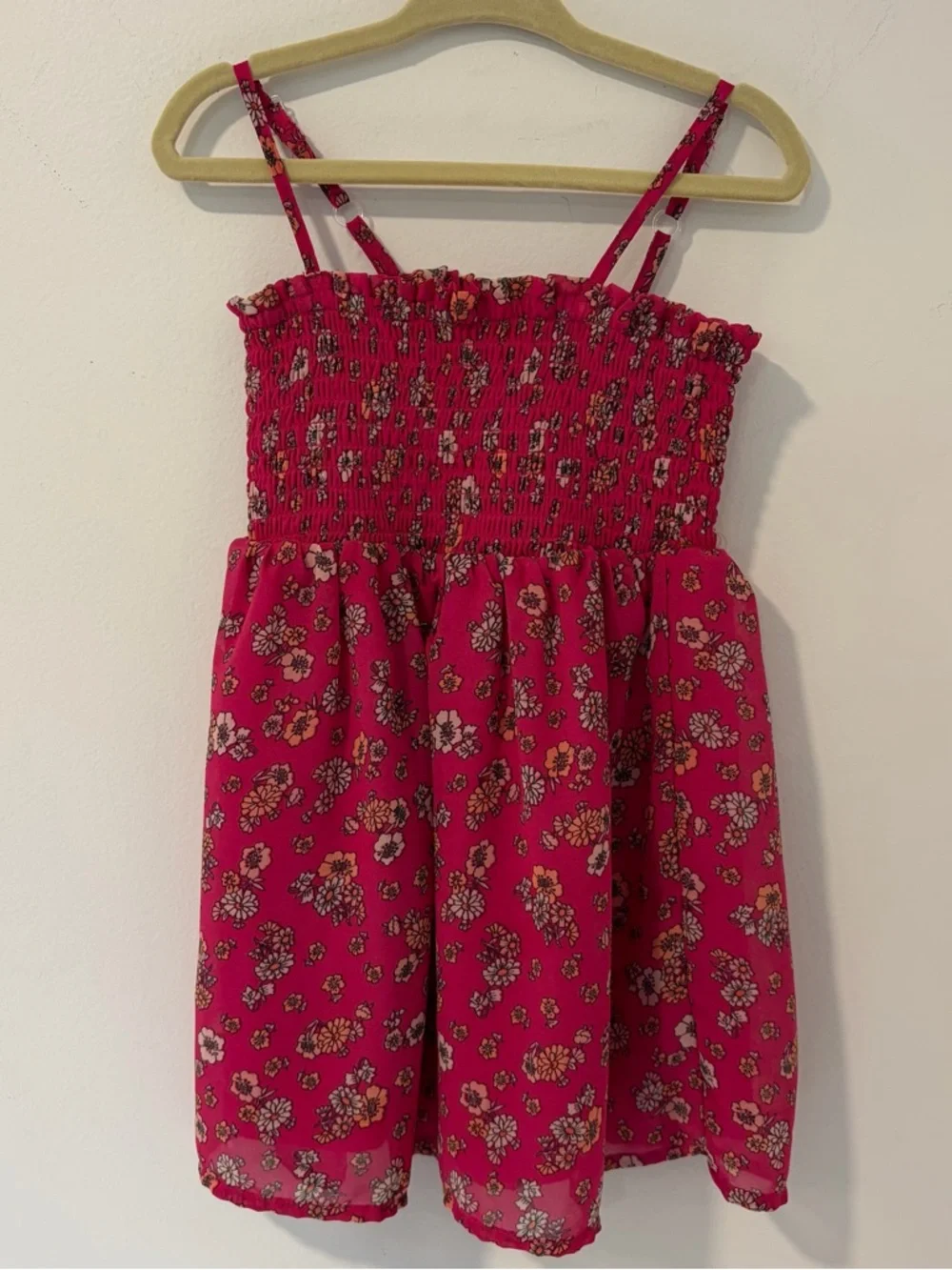 The children’s place Fuchsia Floral Smocked Sundress 2T lined